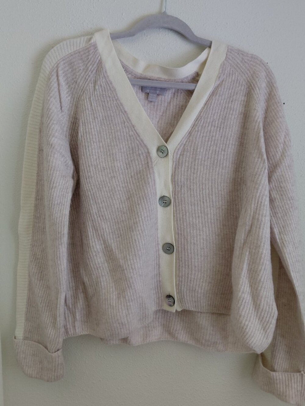 Pure Collection Cashmere Sweater Cardigan Beige Size 12 Soft